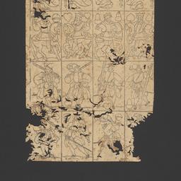 Sheet of 16 playing cards, ...
