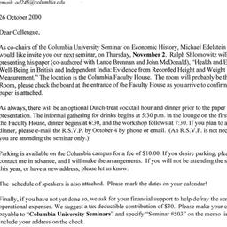 Announcements, 2000-11-02. ...