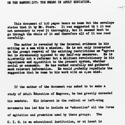Memorandum from Alain Locke...