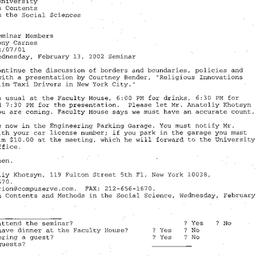 Announcements, 2002-02-13. ...
