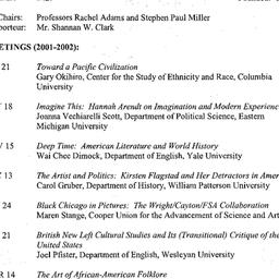 Schedules, American Studies...