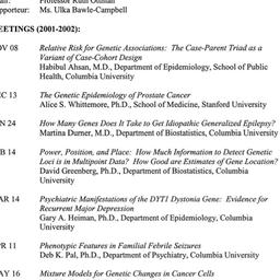 Schedules, Genetic Epidemio...