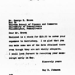 Letter from Guy B. Johnson ...