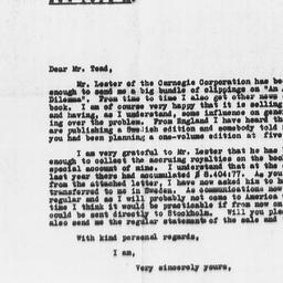 Letter from Gunnar Myrdal t...