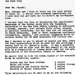 Letter from Guy B. Johnson ...