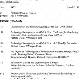 Schedules, Organization and...