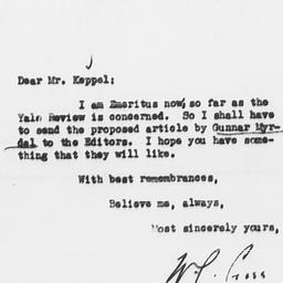 Letter from Wilbur L. Cross...