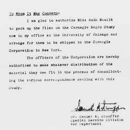 Letter from Samuel A. Stouf...