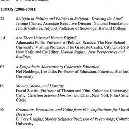 Schedules, Ethics, Moral Ed...