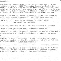 Announcements, 2004-04-14. ...