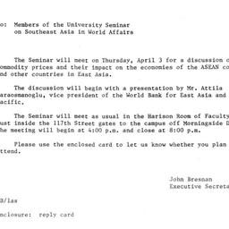 Announcements, 1996-04-03. ...