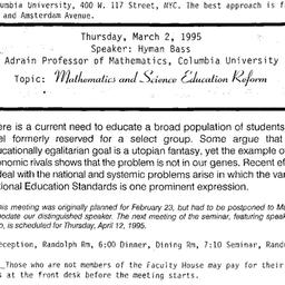 Announcements, 1995-03-02. ...