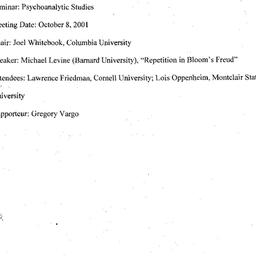 Minutes, 2001-10-08. Psycho...