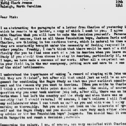 Letter from Gunnar Myrdal t...