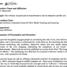 Minutes, 2002-11-12. New Me...