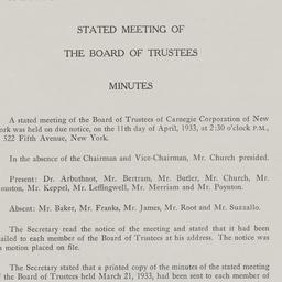 Board Meeting, 4/11/1933