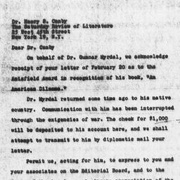 Letter from Robert M. Leste...