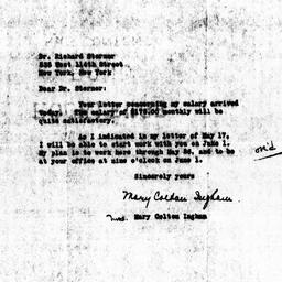 Letter from Mary C. Ingram ...