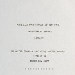 Treasurer's Report, 193...