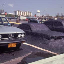 Parked car next to submerge...