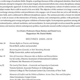 Schedules, History, Redress...