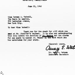 Letter from Amey E. Watson ...