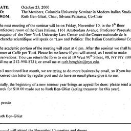 Announcements, 2000-11-10. ...