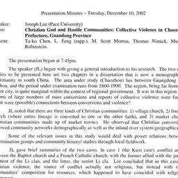 Minutes, 2002-12-10. Tradit...