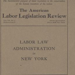 American Labor Legislation ...