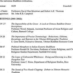 Schedules, Buddhist Studies...