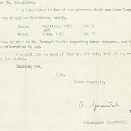Typed letter from Alexander...