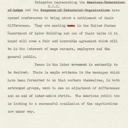 Statement for Newsreel