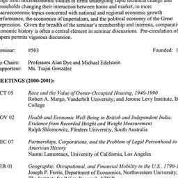Schedules, Economic History...