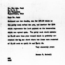 Letter from Rowena S. Hadse...