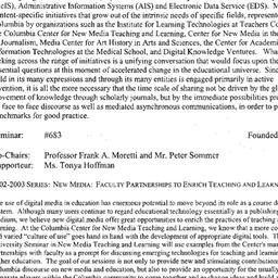 Schedules, New Media Teachi...