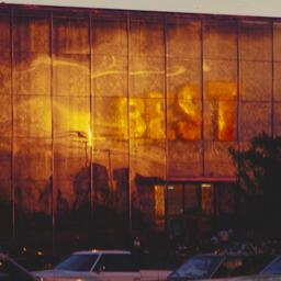 Exterior view, setting sun ...