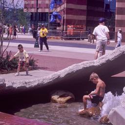Children playing on broken ...