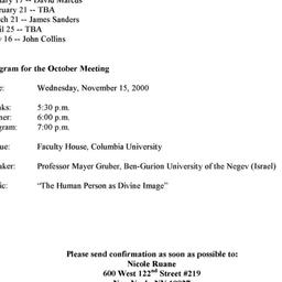 Announcements, 2000-11-15. ...