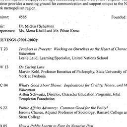 Schedules, Ethics, Moral Ed...