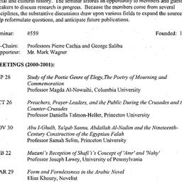 Schedules, Arabic Studies, ...