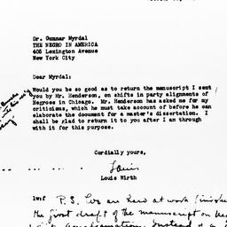 Letter from Louis Wirth to ...