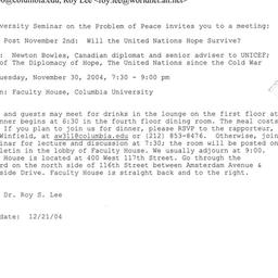 Announcements, 2004-11-30. ...