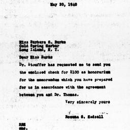Letter from Rowena S. Hadse...
