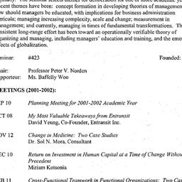 Schedules, Organization and...