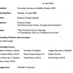 Minutes, 2003-04-15. Buddhi...
