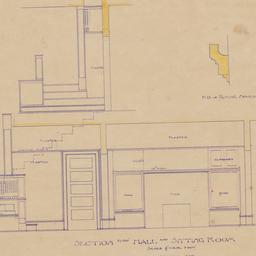 Section through hall and si...