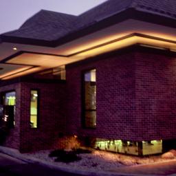 Exterior view at night, dri...