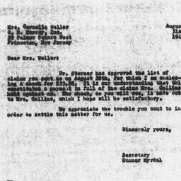 Letter from Gunnar Myrdal t...