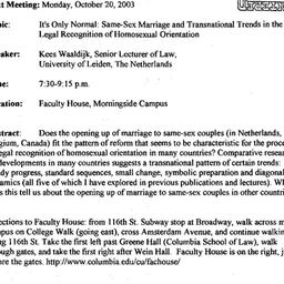 Announcements, 2003-10-20. ...