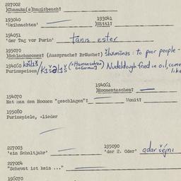 Western questionnaire, answ...